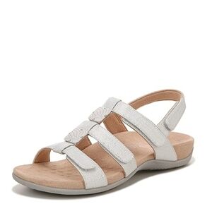 Vionic Amber Silver Adjustable Strappy Sandals Size 8